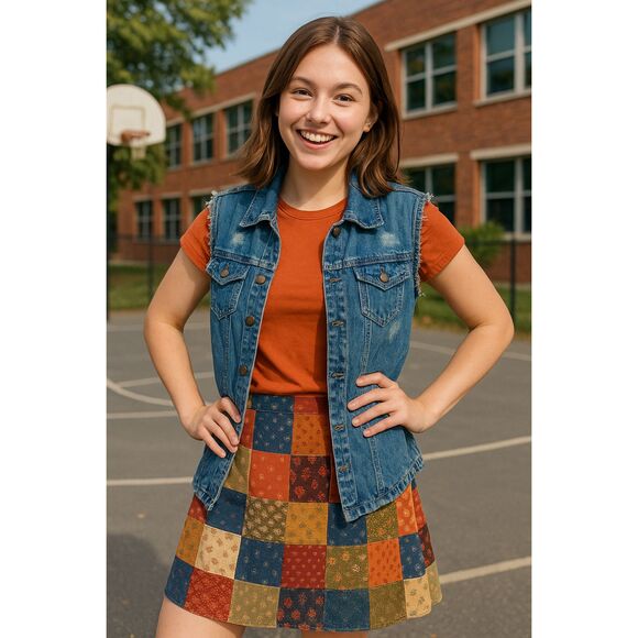 Miley Cyrus Denim Vest Distressed Sz. S Grunge Frayed Med. Wash Sleeveless - Picture 2 of 7